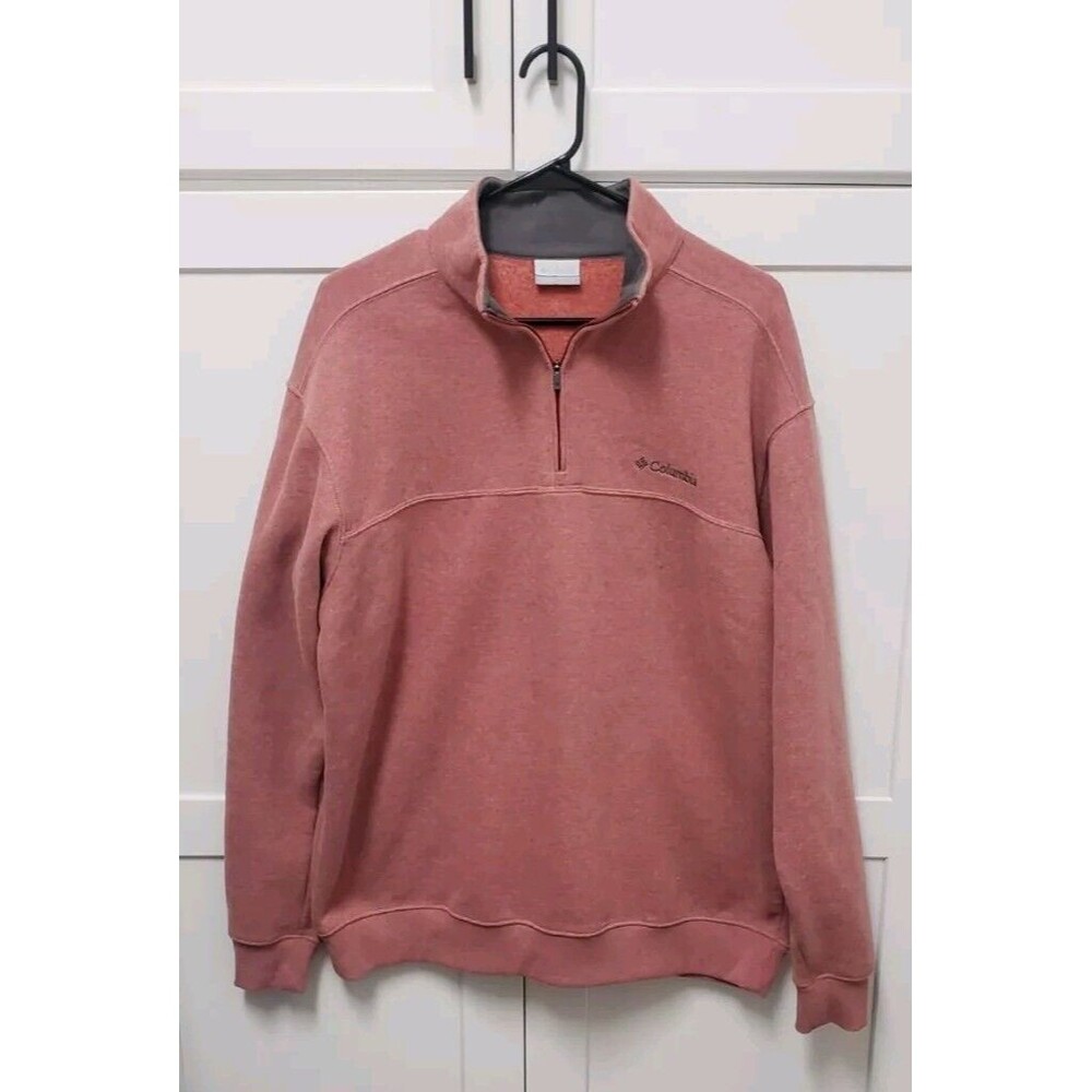 Columbia Jacket Adult Large Rust Red Fleece Outdoors Quarter Zip Mens